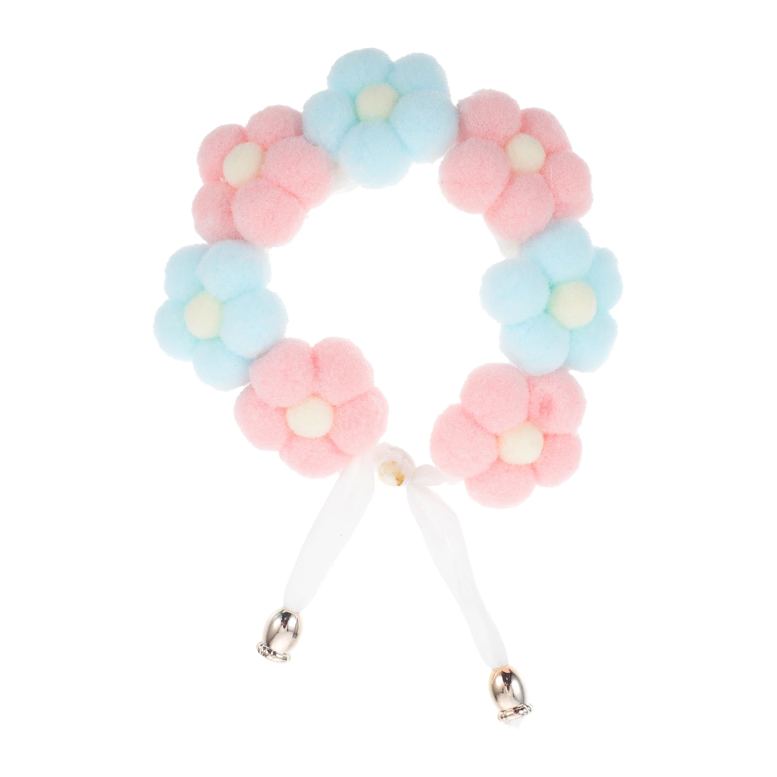 

Pet Collar Adjustable Knitted for Cats Dogs Exquisite Flowers Cute Hairball Handmade Lightweight Safe Durable Pet Supplies