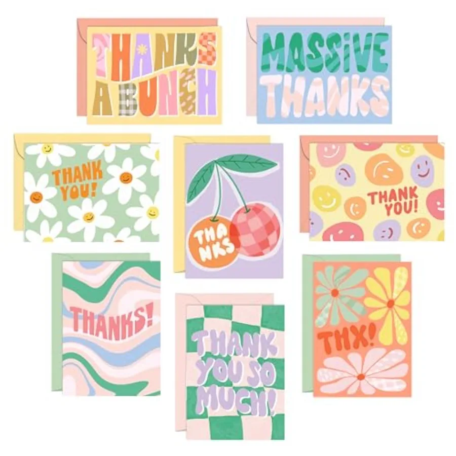 

SandO Thank You Cards with Envelopes - Blank Greeting sheets for Handwritten Messages - Set of 24 Thank You Notes and Envelopes