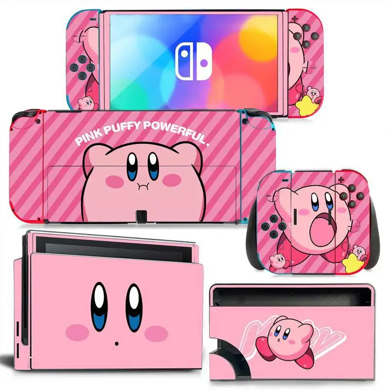 Star Kirby Cartoon Switch Stickers for Switch Oled Pvc Anime Figure Skin Stickers Game Console Accessories Protection Film Full