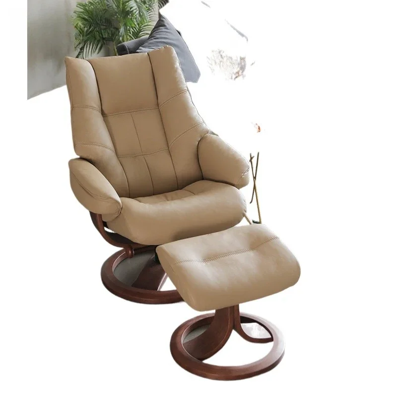 Norwegian recliner Nordic imported furniture solid wood leather single sofa ring chair Nordic chair