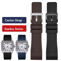 Rubber Watch Strap For Cartier Sandoz Santos 100 Series Men's Women's Silicone Watch band waterproof belt Wristband 20mm 23mm