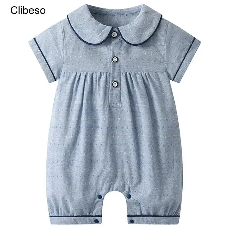 2024 Clibeso Baby Boys Bodysuits Newborn Toddler Summer Thin Outwear Casual Short Sleeve Kids Jumpsuits Children Romper Clothes