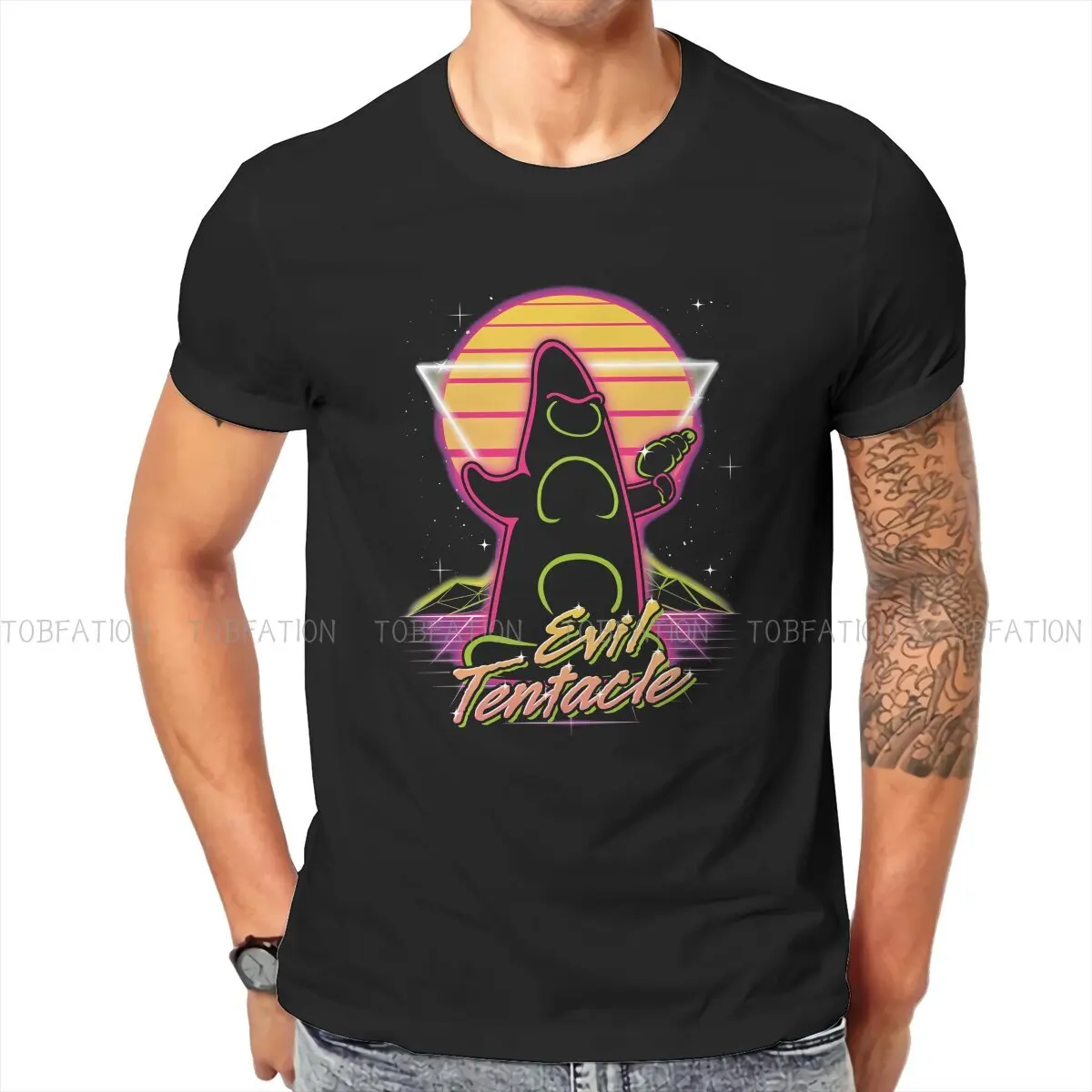 Retro Evil O Neck TShirt Day Of The Tentacle Game Pure Cotton Original T Shirt Men Tops Fashion Oversized