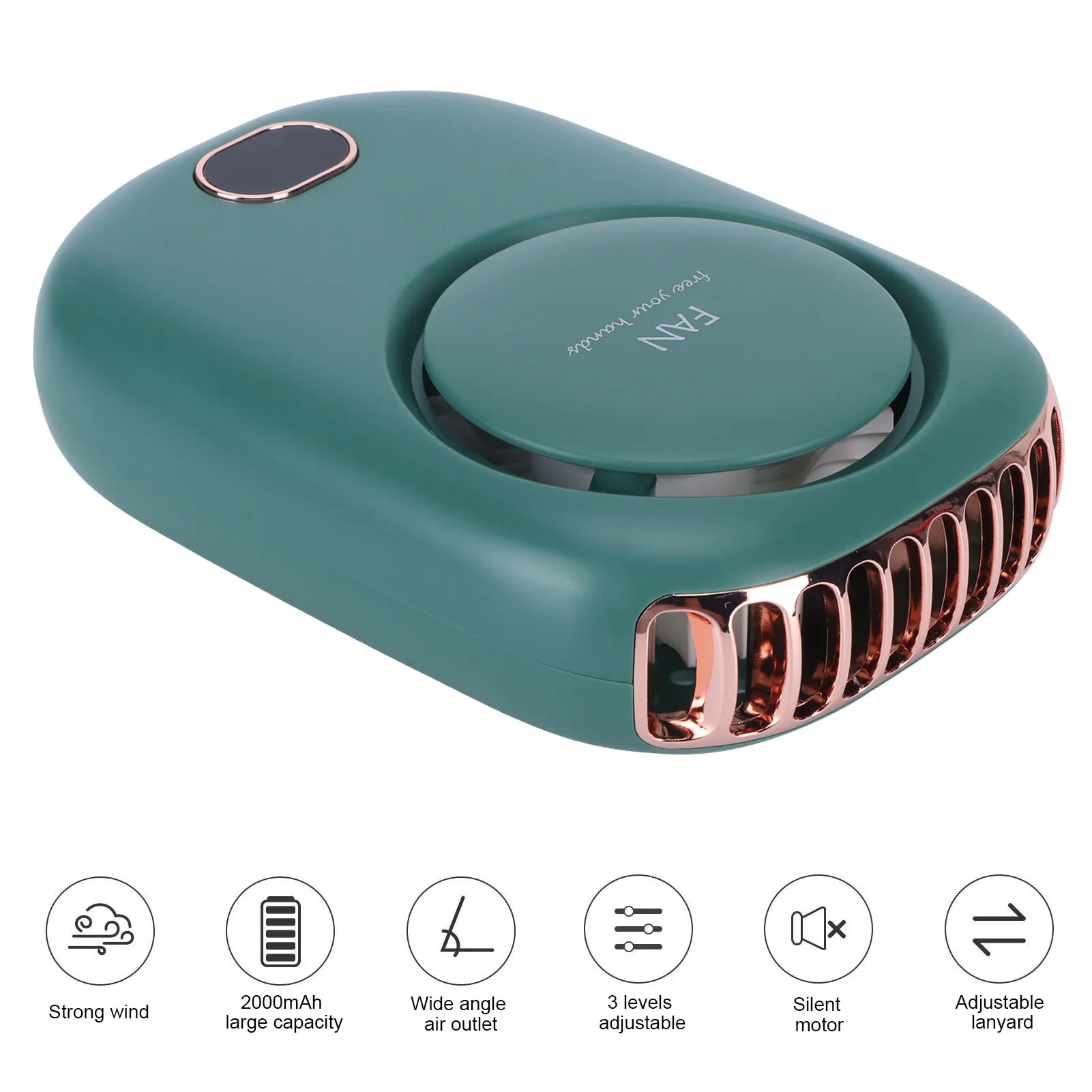 Handventilator, Wohnaccessoire, Mini-Elektroventilator, tragbar, USB-Aufladung, zum Aufhängen am Hals, blattloser Ventilator für Outdoor-Sport, Reisen, USB-Ventilator