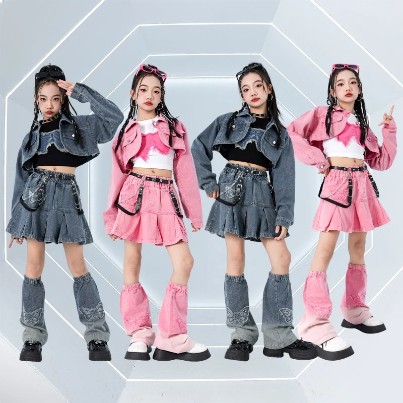 

2025 Children Performance Street Dancewear Kids Hip Hop Clothing Cheerleading Kpop Clothes Girls Jazz Dance Costume XS9186