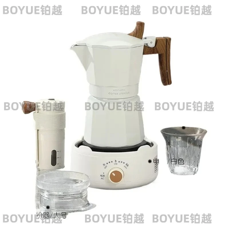 Italian Moka Pot Stovetop Espresso Maker Double Valve Aluminum Coffee Percolator Household Manual Brewing Set Kitchenware
