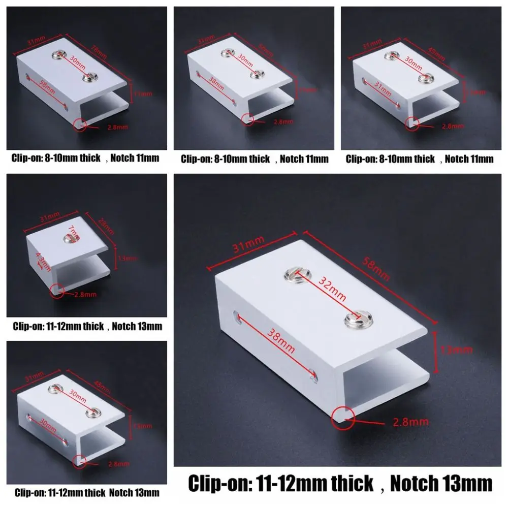 Aluminium Alloy Glass Clamp Silver Suitable for 3-12mm Glass Wine Cabinet Divider Bracket Strong Bearing Capacity