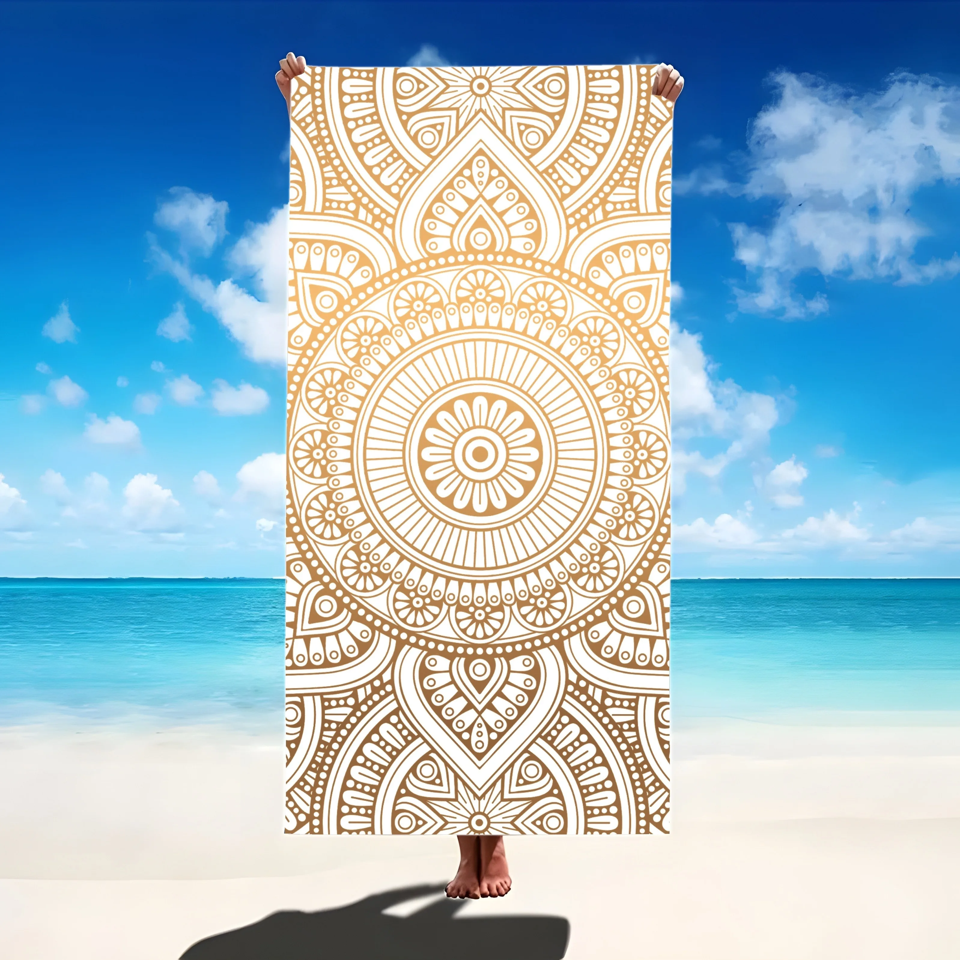 Exquisito toalla de playa con estampado de mandala: su compañero de verano perfecto Adecuado para toallas, toallas de baño, toallas de playa