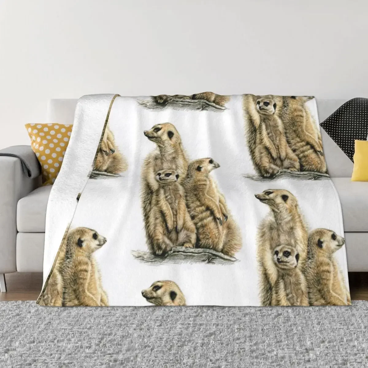 Meerkats Family-Cobertor de xadrez ponderado, cobertores ponderados, camas macias, sofá decorativo, verão