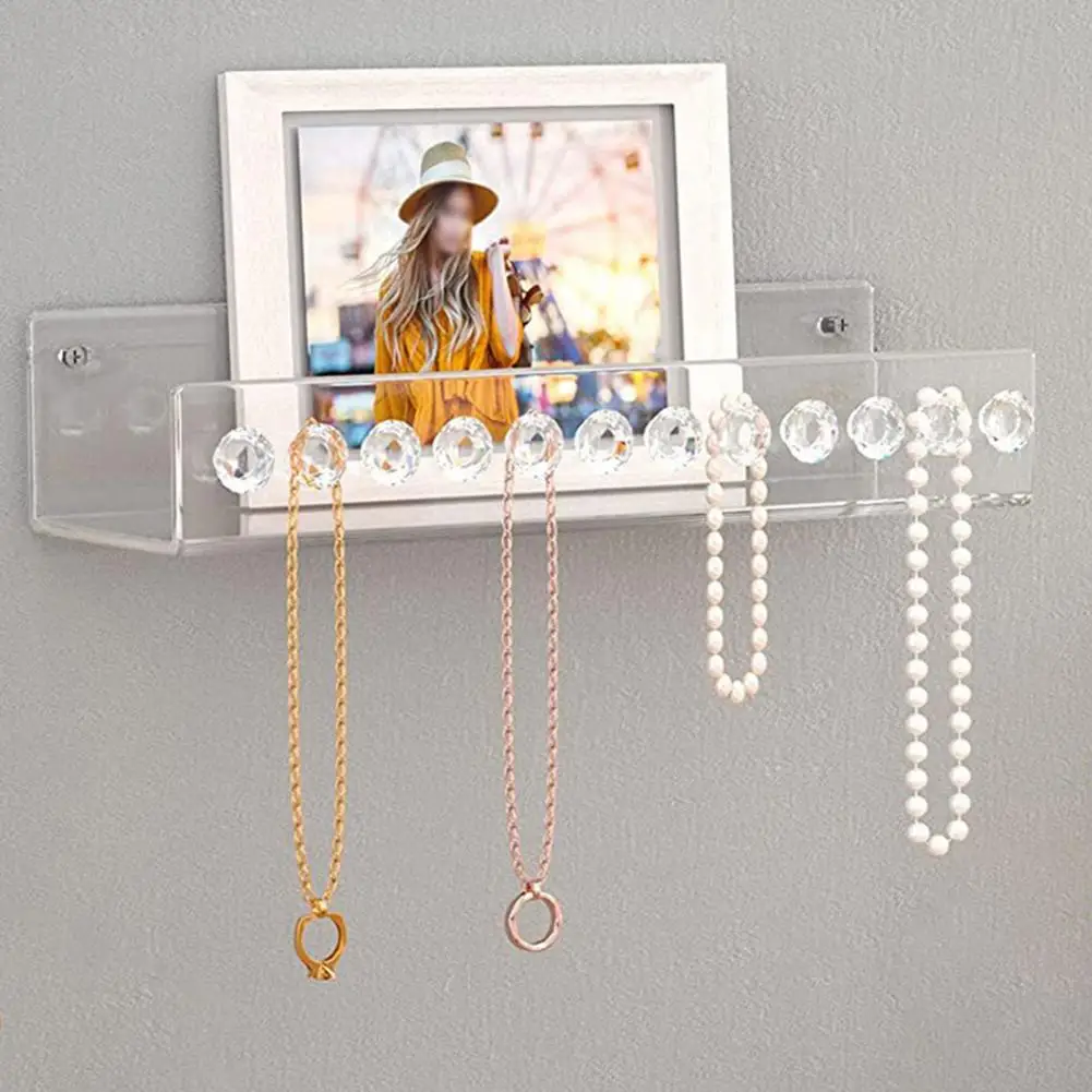 Wall Hanger Storage Jewelry Display Jewelry Hooks Holder Transparent Acrylic Makeup Jewelry Organizer Rack Shelf