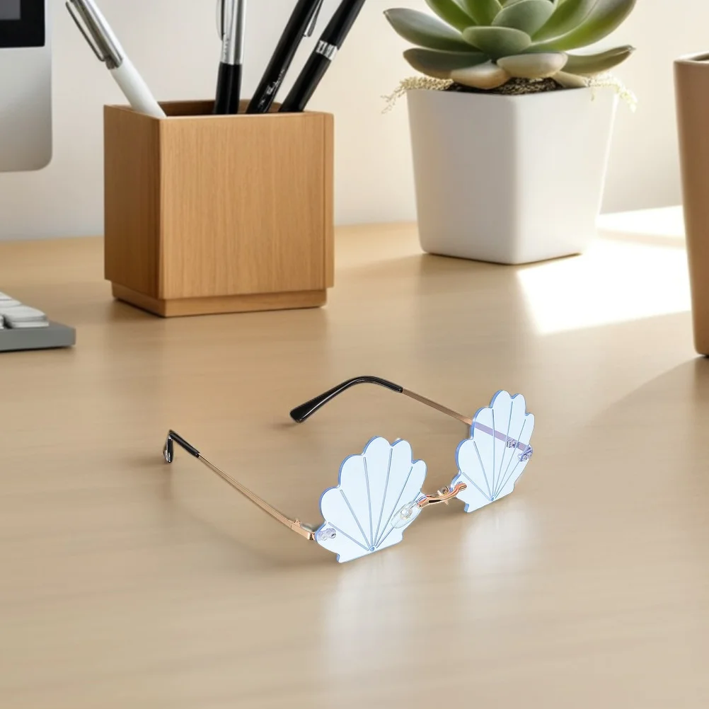 

3pcs Funny Rimless Seashell Shape Sunglasses Beach Party Eyewear Summer Photo Booth Props Novelty Uv Protection Glasses
