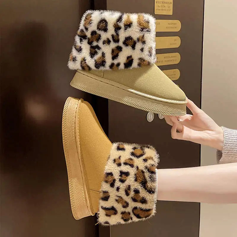 Lolita Boots Brand Women's Shoes Australia Boots-Women Winter Footwear Fashion Ankle Snow 2024 Leopard Ladies leopard Brand Wome