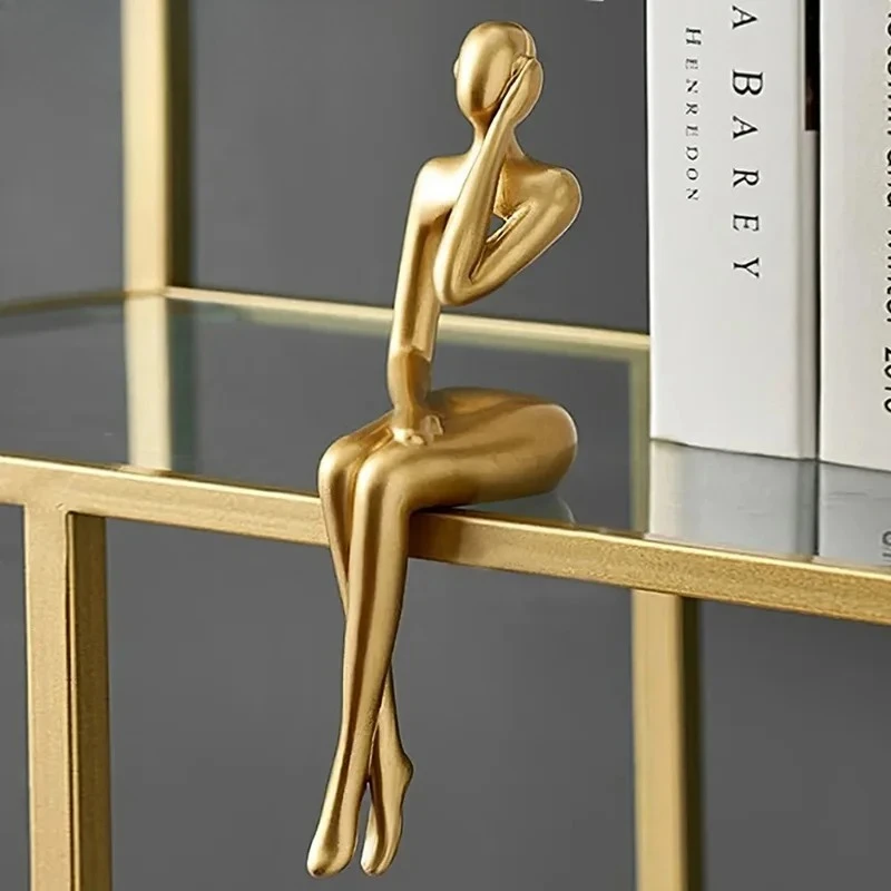 Thinker Statue Abstract Figure Sculpture Small Ornaments Resin Statue Home Gold Abstract Statue Office Decor