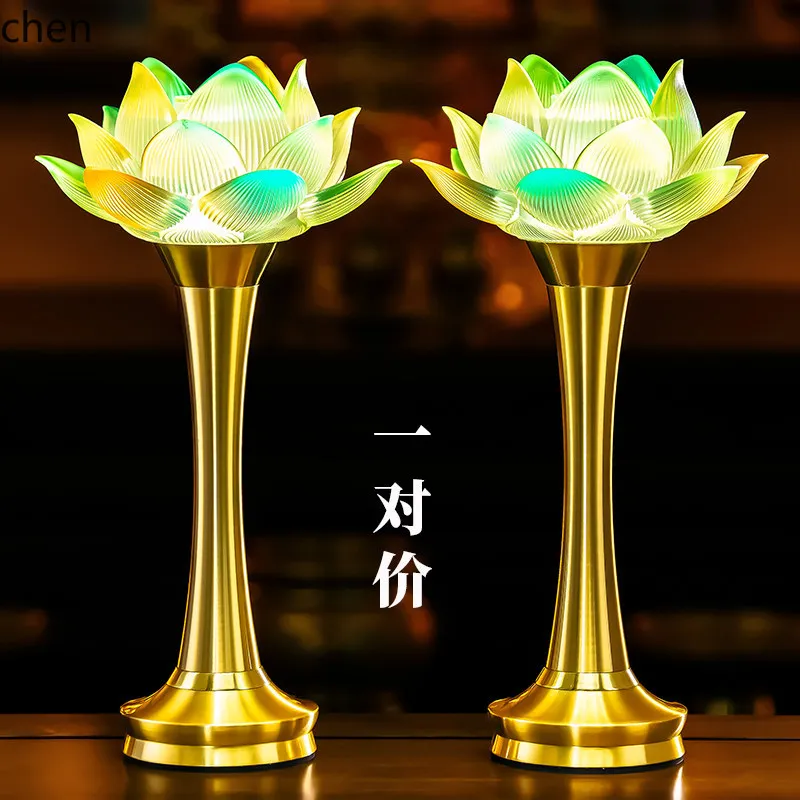 Cz pure copper glazed lotus ornaments colorful buddha altar ornaments guanyin bodhisattva temple long-lasting ornaments