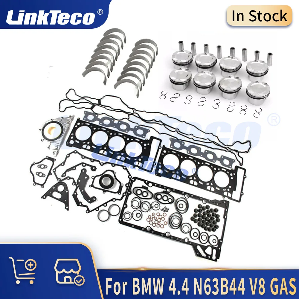 Engine Parts Piston & Rings Full Gasket Bearing Set Kit Fit 07-18 4.4 L GAS N63 N63B44 For BMW 550i 650i 750i 750Li X5 X6 89MM