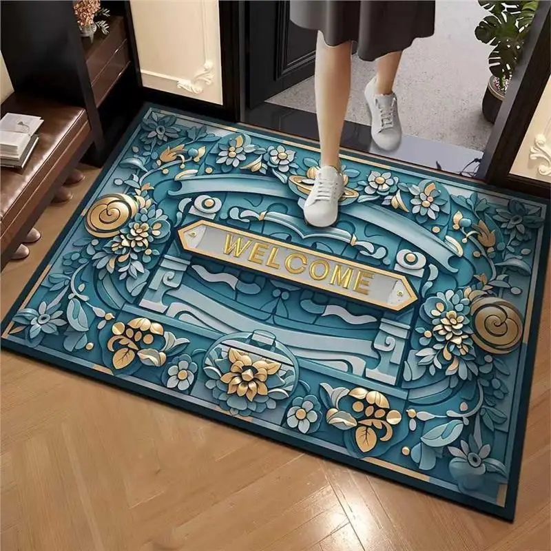 VIKAMA Vintage Entry Door Carpet Entryway Carpet Bedroom Kitchen Bathroom Carpet Household Dirty Resistant Floor Mats Sofa Rugs