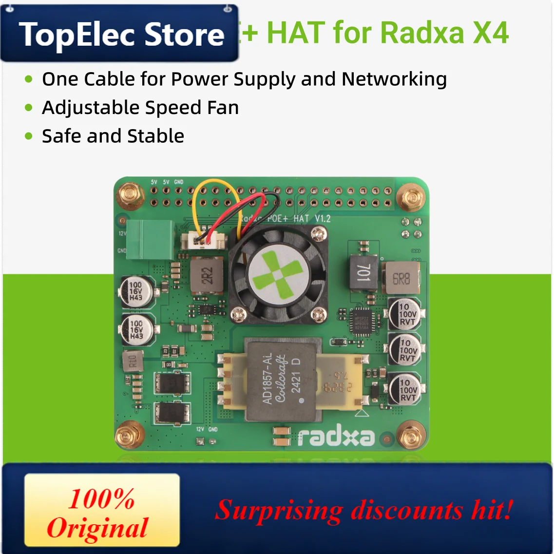 TopElec Radxa 25W PoE+ HAT for Radxa X4