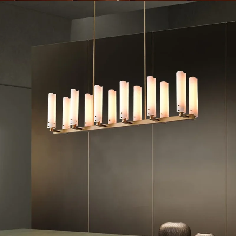 

Art Deco Style Dimmable Rectangular Copper Glass Chandelier Featuring Brass Chrome and Black Metal for Kitchen and Dining Room I