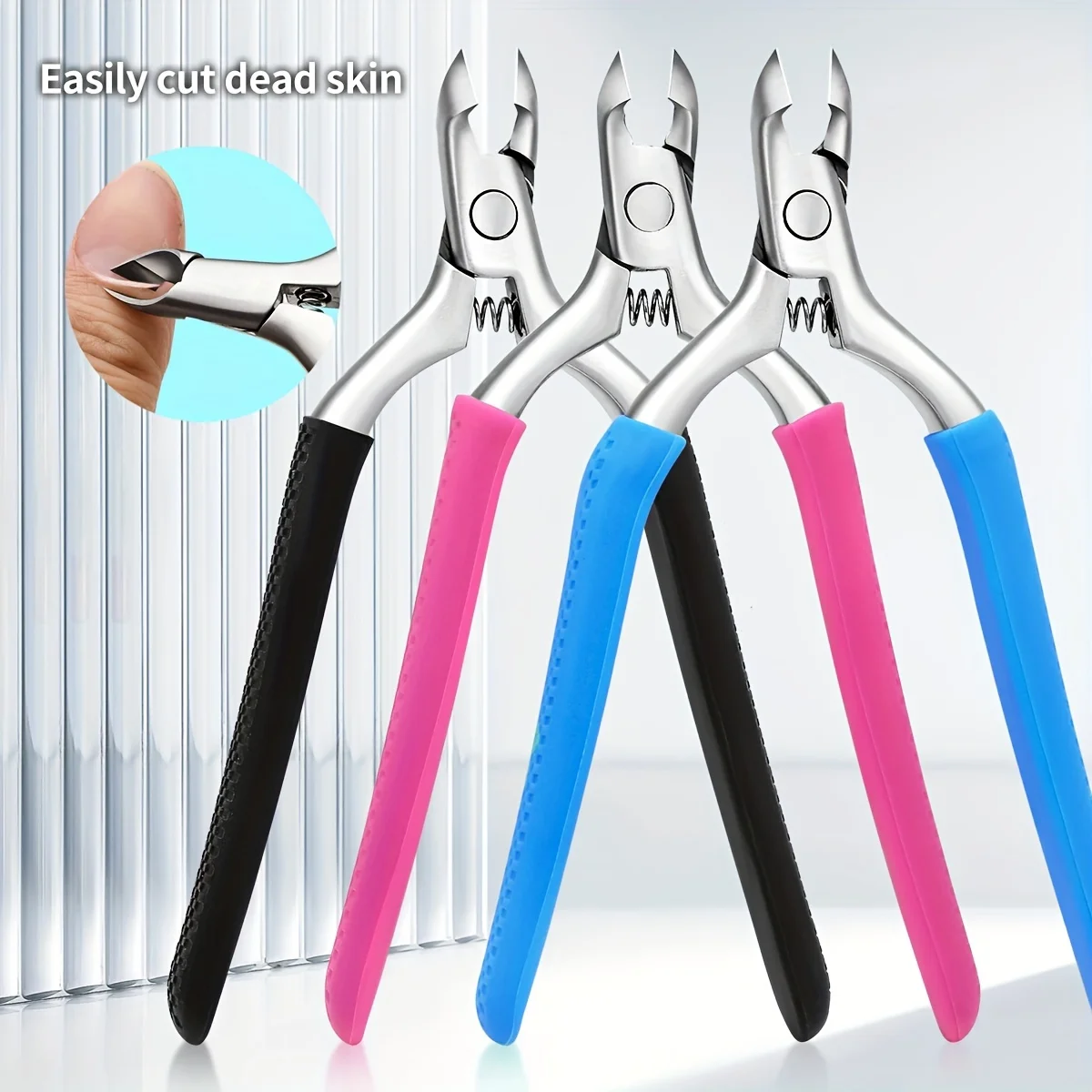 

Cuticle Nippers Non-slip Silicone Handle Cuticle Trimmer 3/4 Jaw Extremely Sharp Clipper for Nail Care Pedicure Manicure Tools