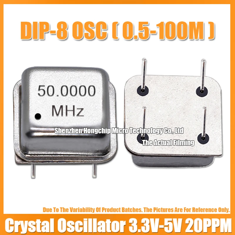 (2PCS) DIP-8 50M 50MHZ 50.000MHZ OSC 4PIN Half Size Active Square Crystal Oscillator 3.3V-5V-Compatible 15PF 20PPM