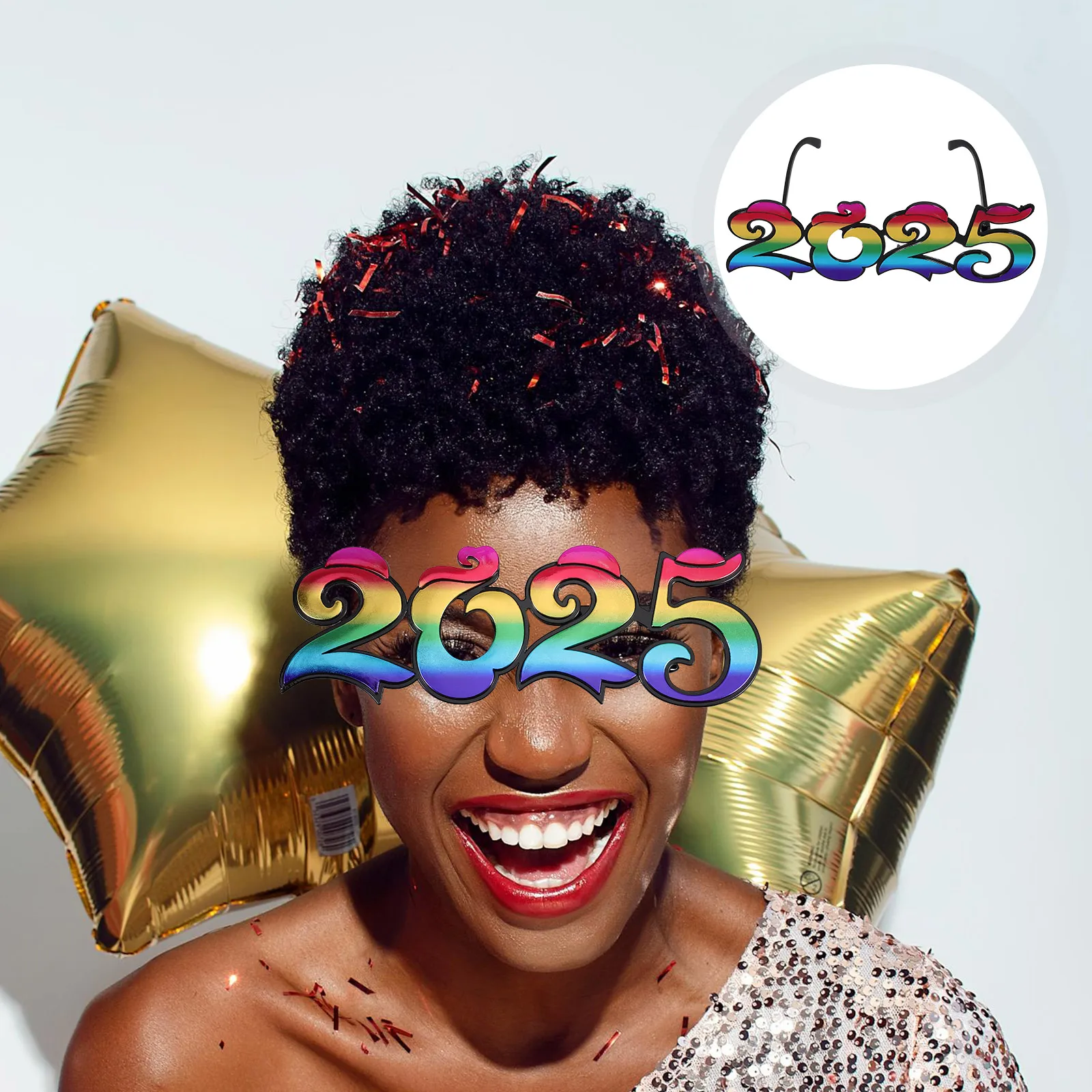 

New Year Digital Glasses 2025 Eyewear Props Photo Decor Party Supplies Plastic Modeling Eye Wear Funny Glasses