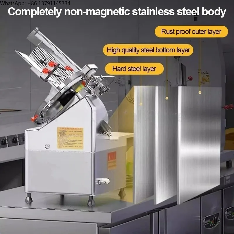 

12 Inch Full Automatic Meat Slicer Electric Fresh Frozen Lamb Rolls Meat Cutting Machine Knife Set Meat Slicing Grinder Machine