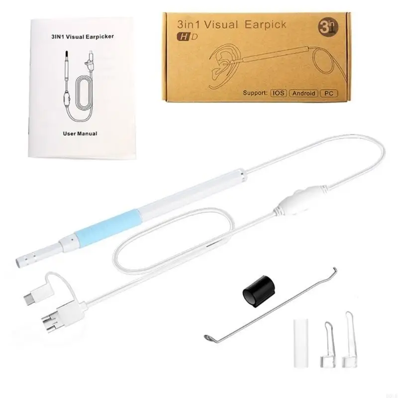 

D0UE 3 in 1 Ear Cleaning Endoscope Spoon 5.5mm Visual 30W 130W Camera Otoscope Clean