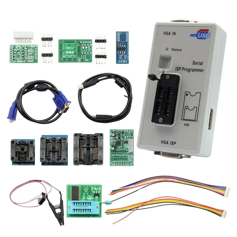 Stylish-For RT809F Serial Programmer ISP BIOS Burner 11 Adapters SOP8 Test Clip Intelligent High-Speed Read-Write