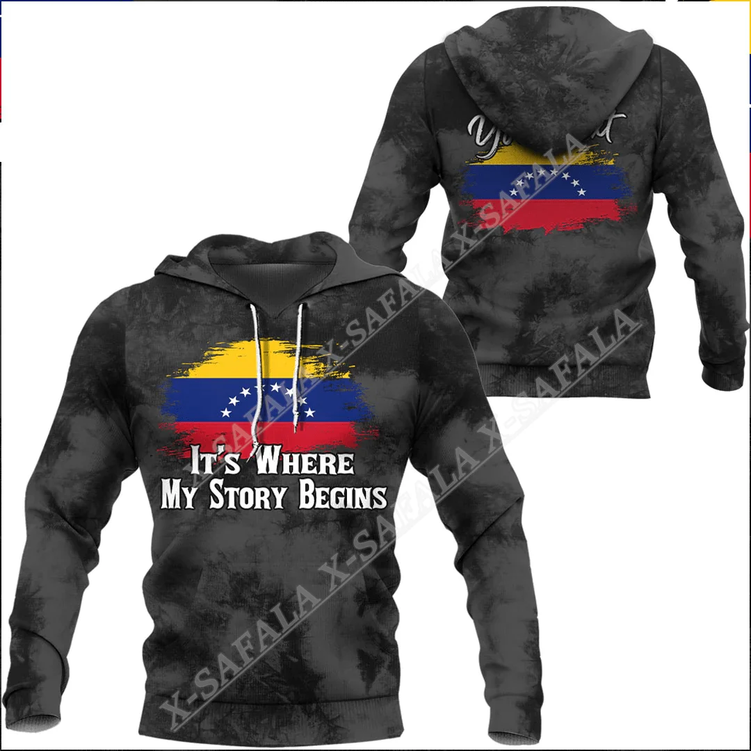 Venezuela in meinem Herzen ist meine DNA 3D-Druck Reiß verschluss Hoodies Männer Pullover Sweatshirts Kapuze Jersey Trainings anzüge Outwear Mantel lässig