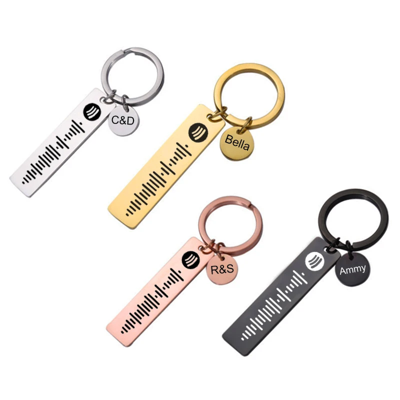 Personlized Music Scan Code Keyrings Custom Stainless Steel Spotify Keychainn for Love Song Gift Laser Engrave Key Rings Jewelry