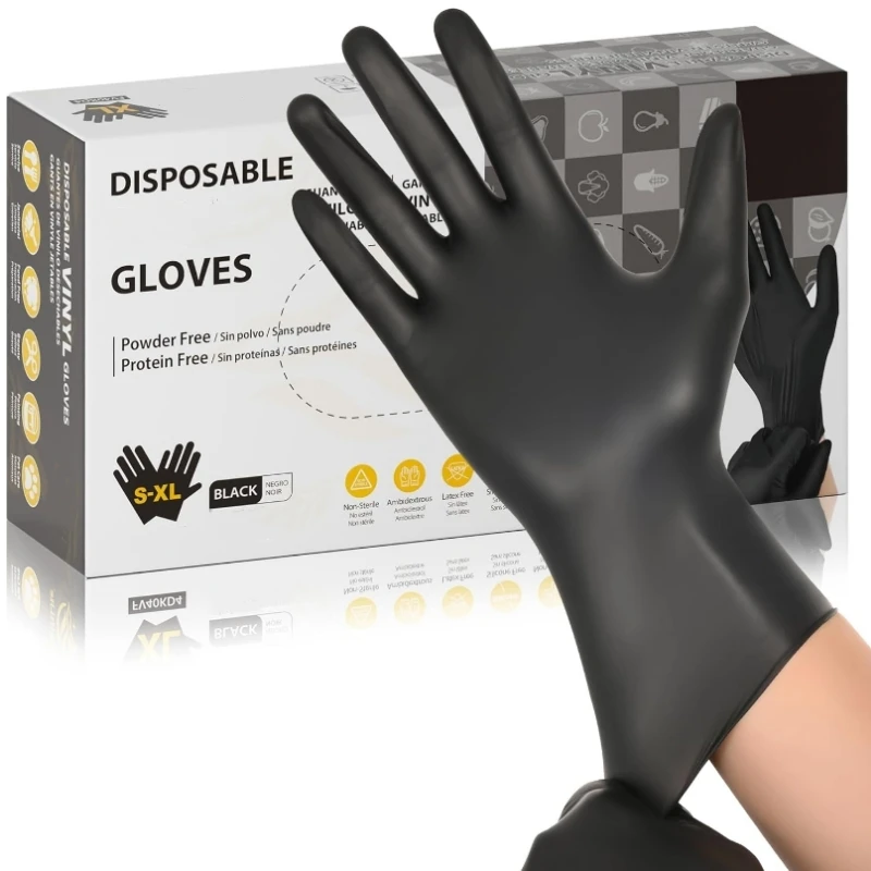 Black Disposable Nitrile Gloves 20/50/100Pack Latex Free Industrial Grade Safety Gloves for Cleaning Mechanic Automotive Tattoo