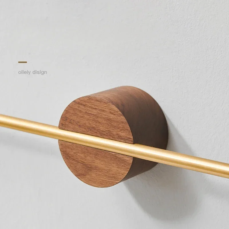 walnut gold&black Towel Hanger Bath Towel Holder Wood Wall Hanging Towel Bar Bathroom Shelf Kitchen wipes RacK Home Accessory