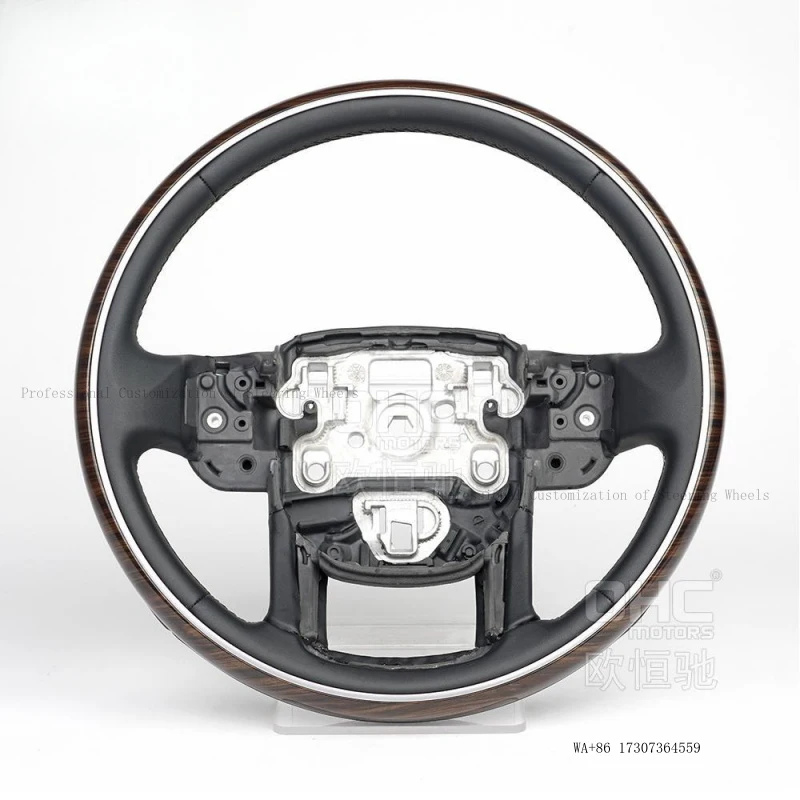 Suitable for 2014-2020 Land Rover Range Rover Sport models, high-end peach wood flat-leather car steering wheel modification