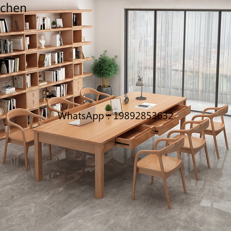 W1  living room large long desk workbench household solid wood with drawers reading table household table