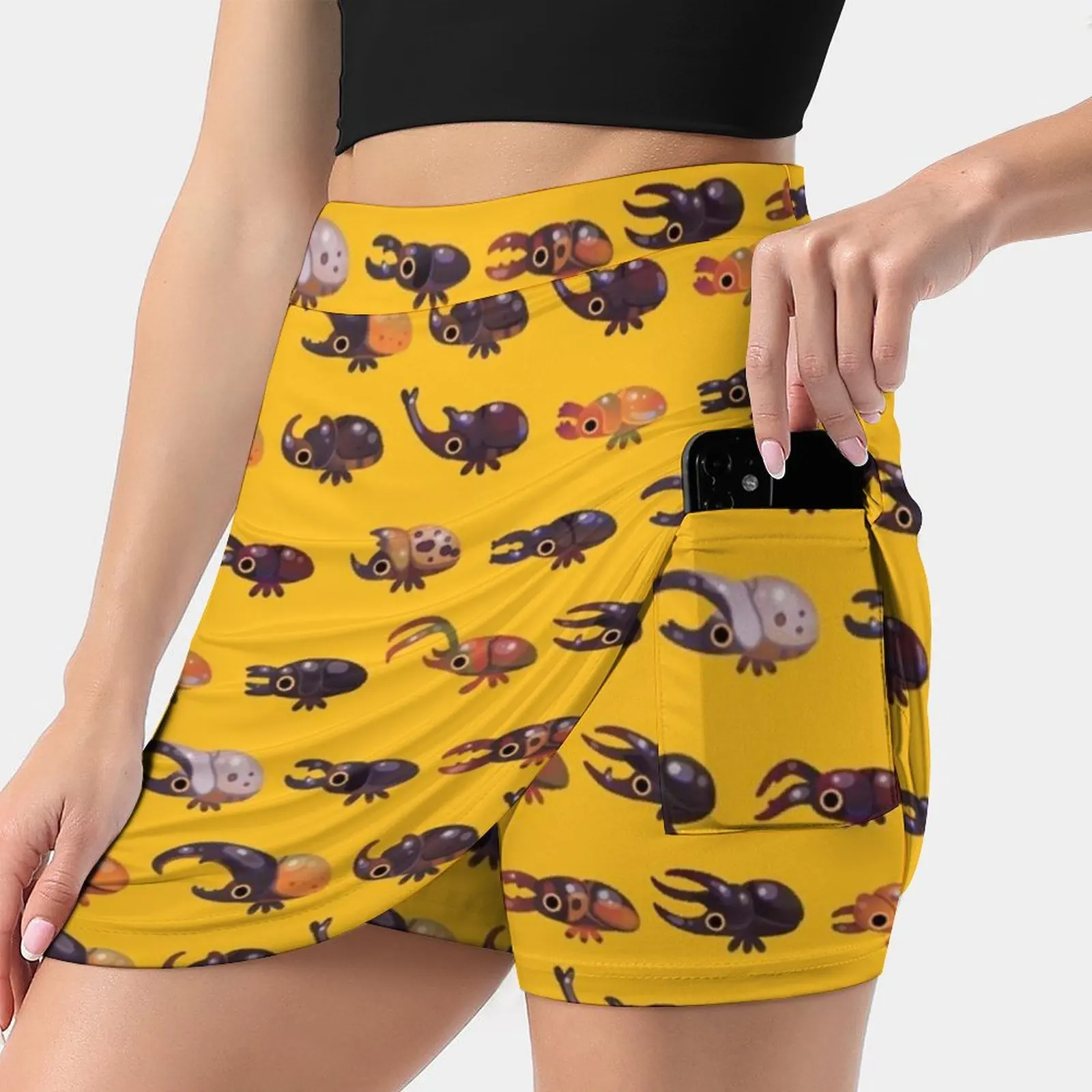 Rhino And Stag Women's skirt Mini Skirts A Line Skirt With Hide Pocket Beetle Cottagecore Rhino Beetle Stag Beetle Insect