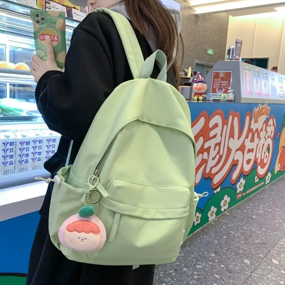 Backpack Casual Canvas Book Backpack Green Adjustable Strap Large Capacity Street Travel Bag Student School Bags Portable