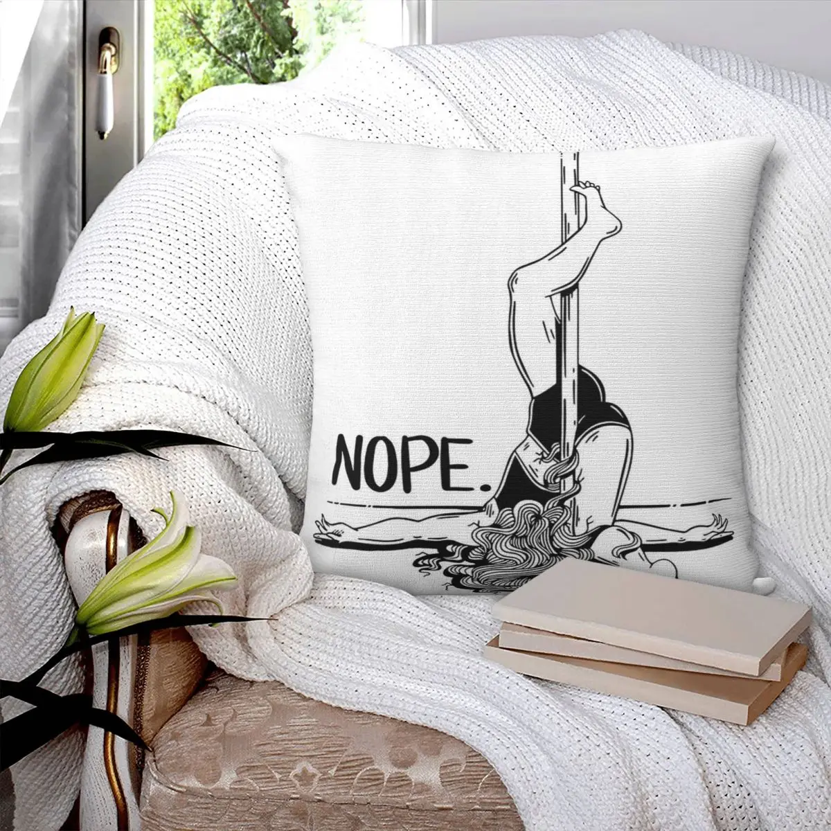 

Pole Dance Nope- Black Square Pillowcase Pillow Cover Polyester Cushion Decor Comfort Throw Pillow for Home Living Room