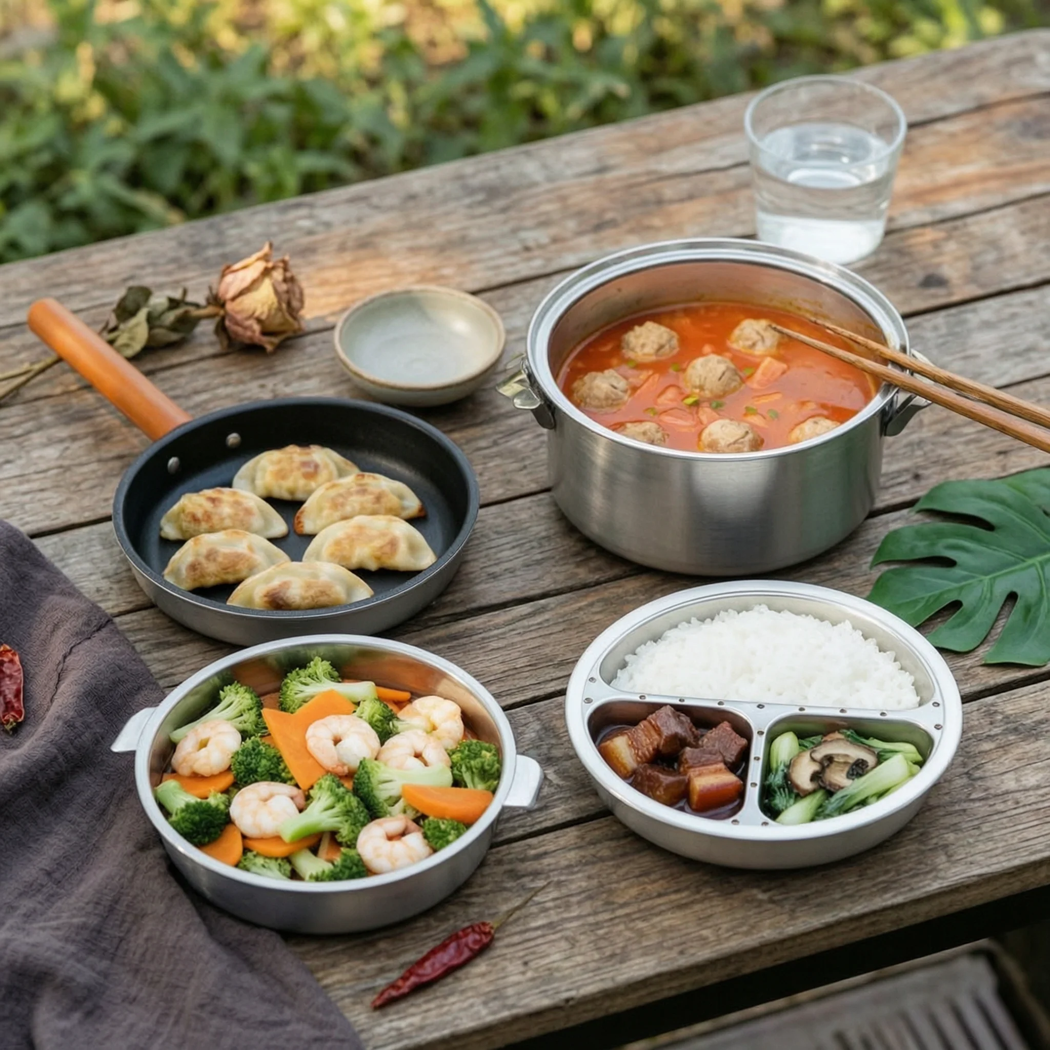 Camping Cooking Easy - Kit di Pentole da Campeggio Multifunzione