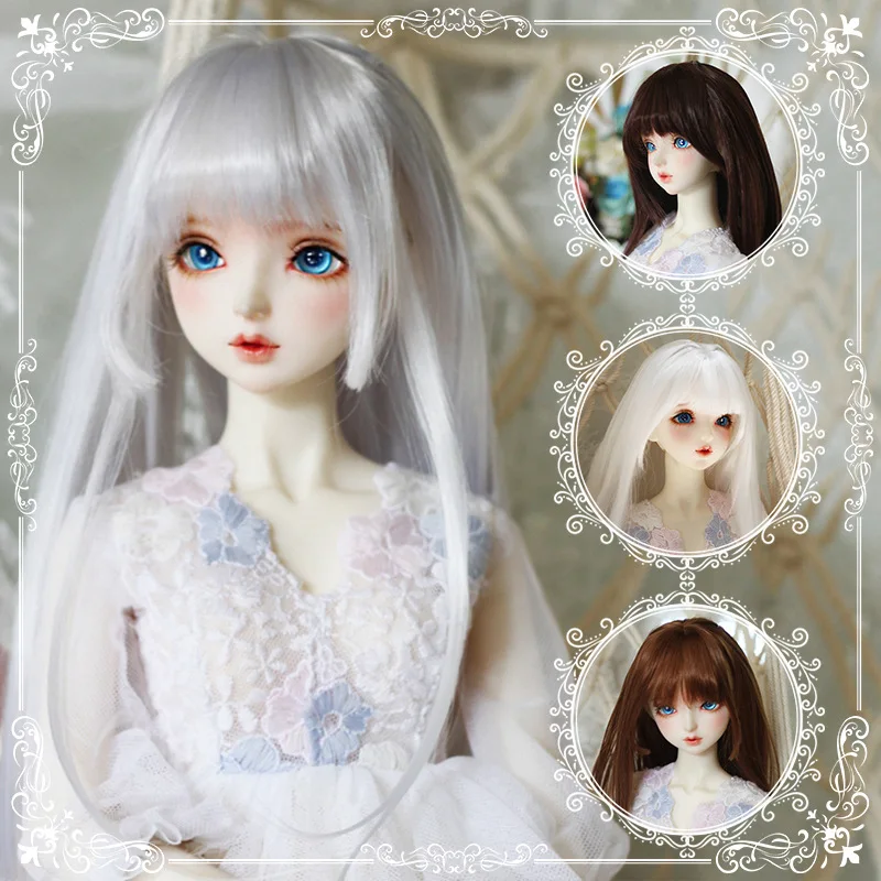 1/3 1/4 1/6 Bjd Doll's Wig Gray Blue Color Bangs Long Hair Wig Children Play House Diy Dress Up Toy Gifts