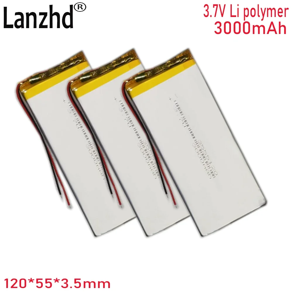 1-15PCS 3.7V Li polymer 3000mAh 3555120 For Learning machine tablet computer battery 3055120 3555125 3657122