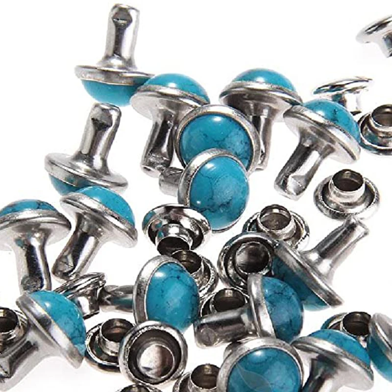 100set Blue Turquoise Rivets Studs DIY Leather Craft for Bag Shoes Bracelet Leathercraft Garment Rivets