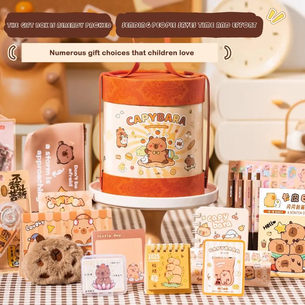 Fashion Capybara Stationery Set Trendy School Supplies Set Cute Scholar kit Abundant Stationery Kit Back-to-school Gift Kit