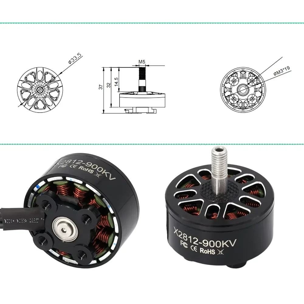 RoRusNEW 2812 900KV/1115KV 3-6S Brushless Motor For APEX Mark4 XL 7 8 9 INCH RC Multirotor FPV Long Range Racing Drones Motor F