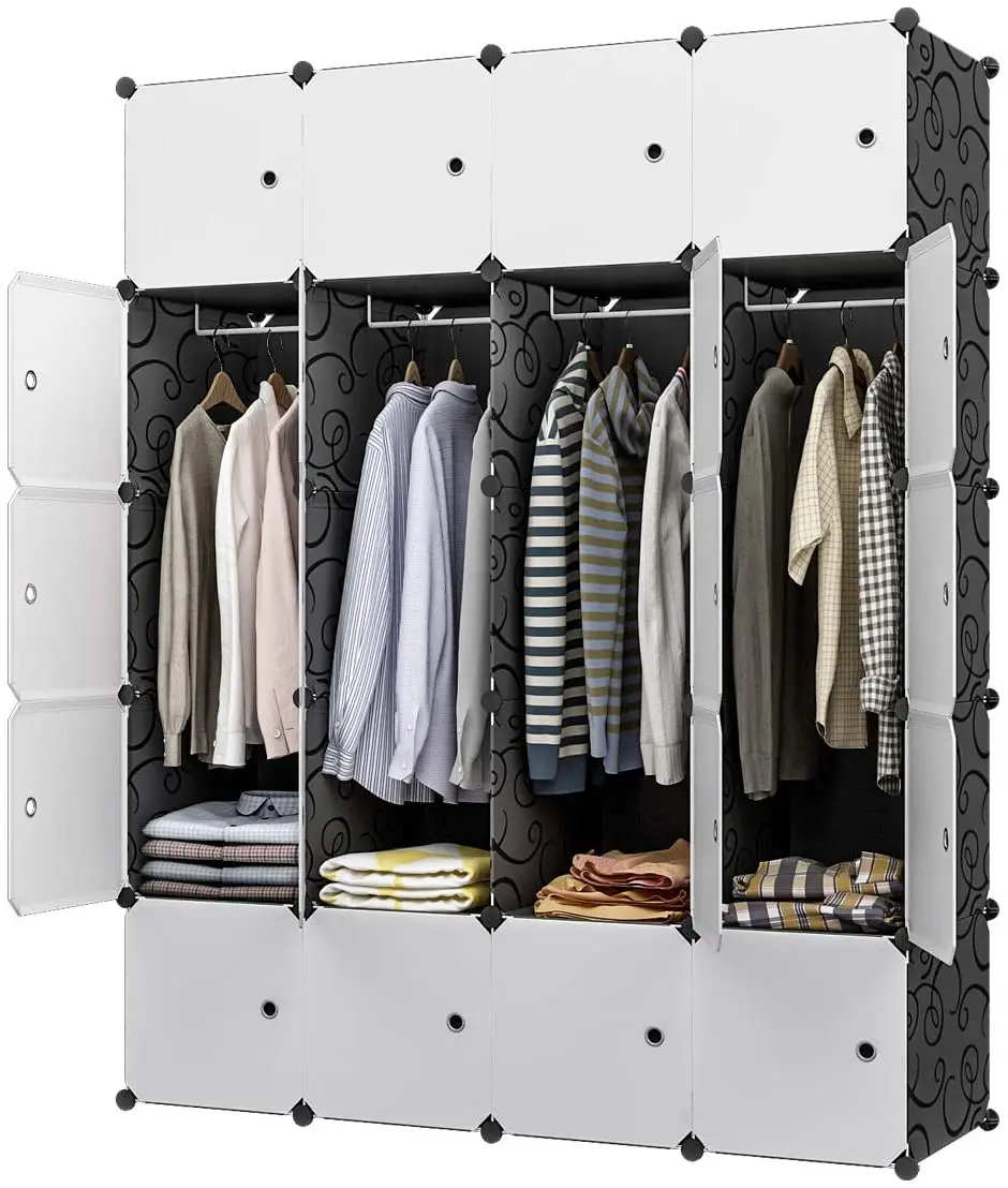 

Folding Closet，Cube Plastic Cabinet Cabinet Foldable PP Panel Wardrobe for Clothes