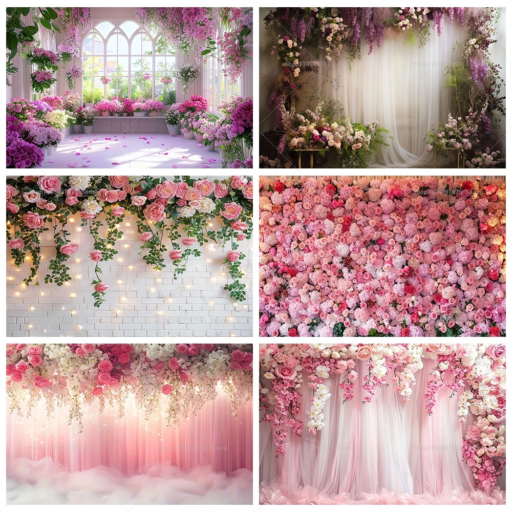 Wedding Backdrop Floral Flowers Bridal Shower Engagement Ceremony Party Photography Background Wall Decor Photo Studio Props