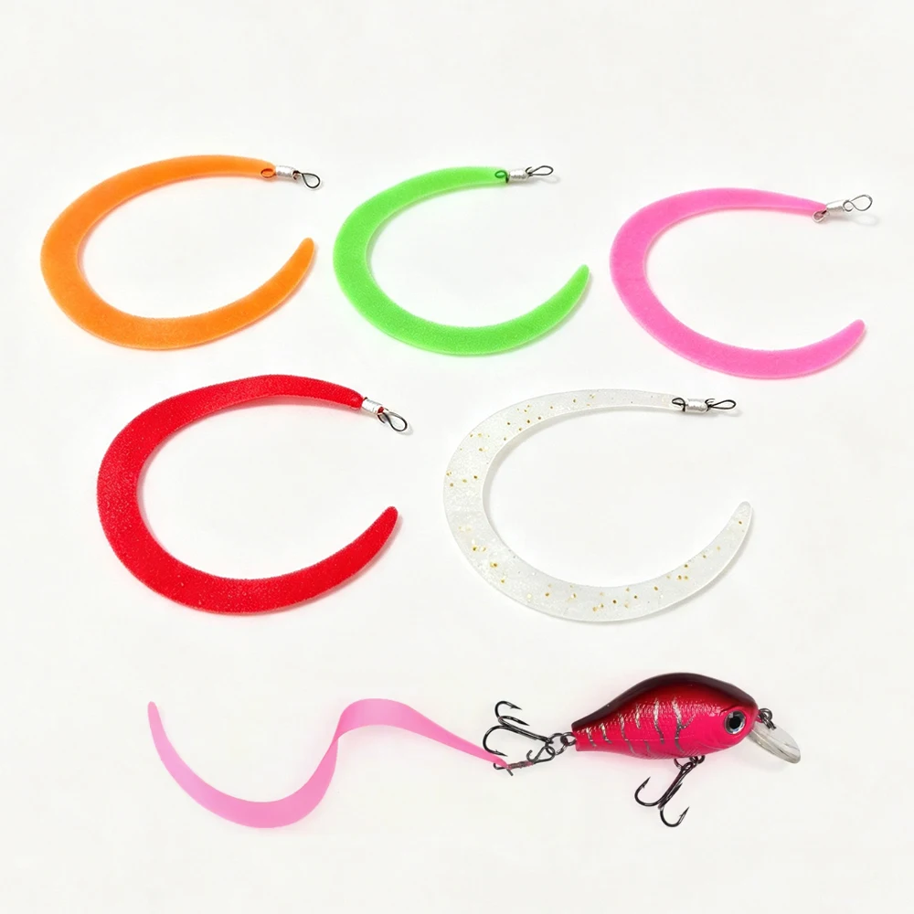10PCS Saltwater Fishing M Pretied Fishing Fly Wiggle Tails Lure / Jig Tails with Quick Snap for Predator Pike Trout Bass Lure