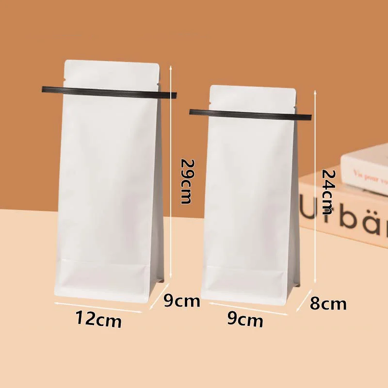 50pcs Stand Up Paper Valve Resealable Storage Zip Lock Bags Coffee Beans Tea Packaging Pouches Sealing Wire