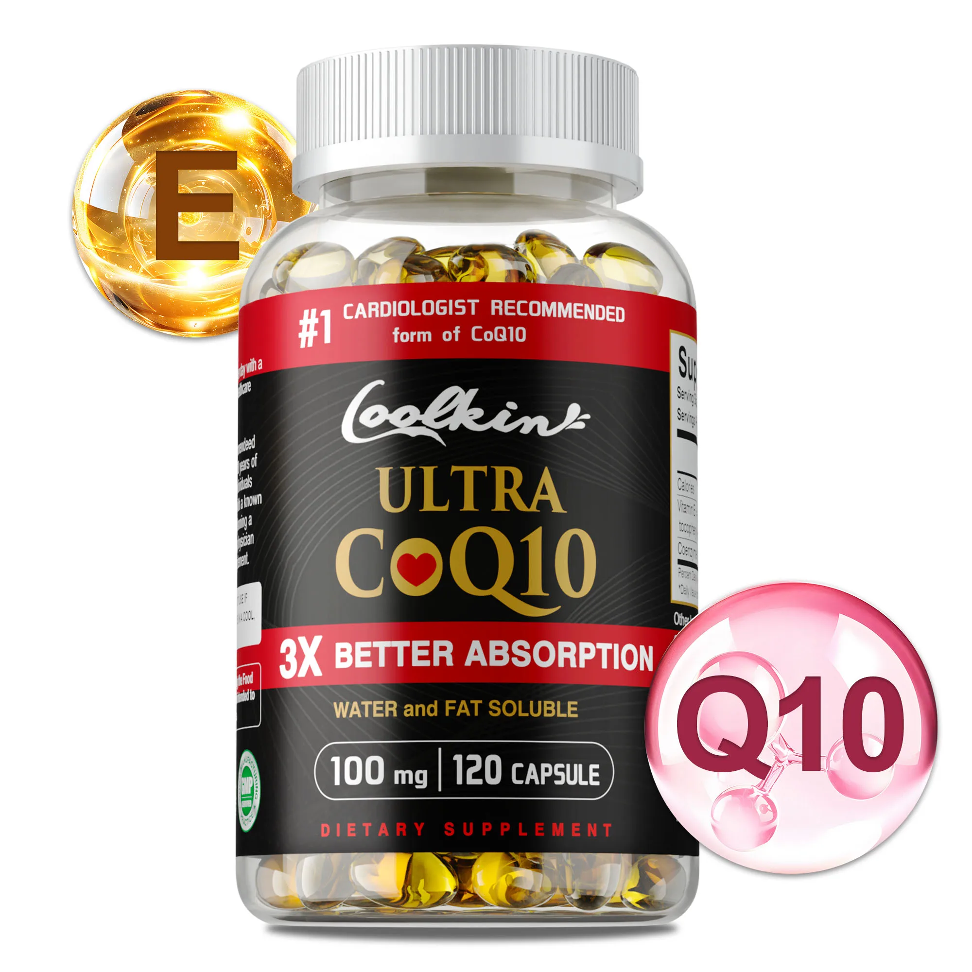 

Ultra CoQ10 Capsules - Balances Blood Pressure, Supports Cardiovascular & Heart Health, Enhanced Cellular Energy,Provides Energy