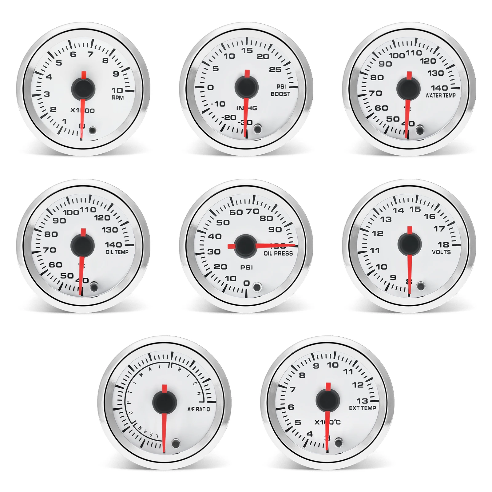 7colors Backlight Car Boat Instruments RPM Meter Tachometer 12v Auto Voltmeter 52mm Water Oil Temperature Gauge Car Accessories