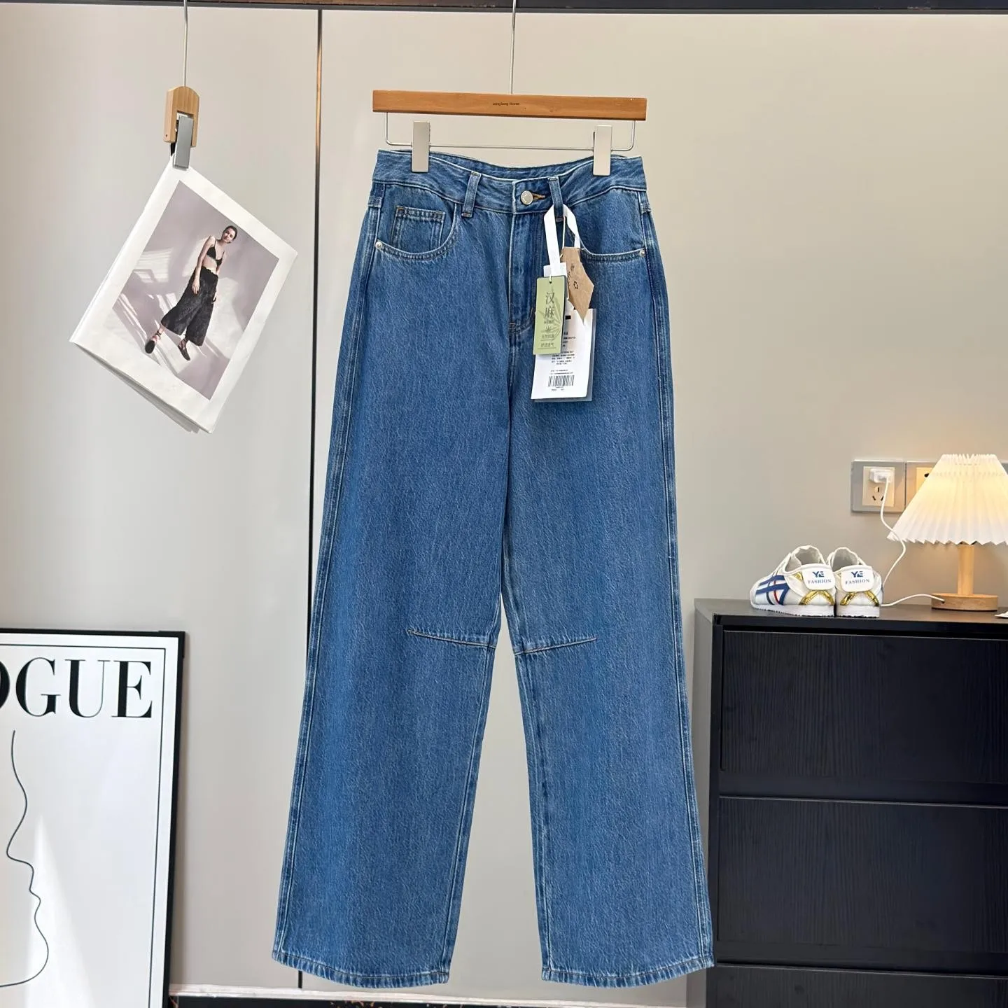 

Loose Straight Leg Jeans Women's High Waist Button Closure Comfortable Soft Stretchless Cotton Linen Blend Spring Fashion